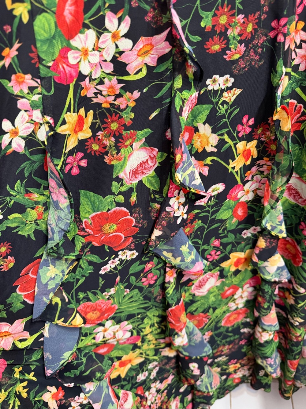 NWT Betsy & Adam Women’s Floral Print Ruffle Long Dress Size 8 - Picture 9 of 9